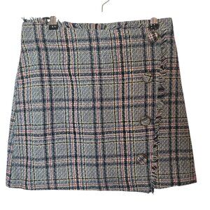 Tweed Plaid skirt with buttons